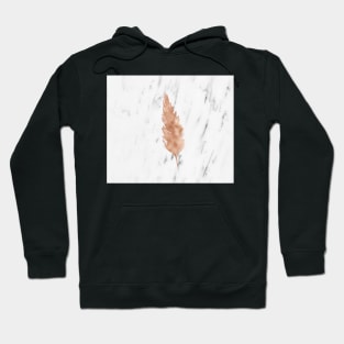 Rose gold feather on marble Hoodie